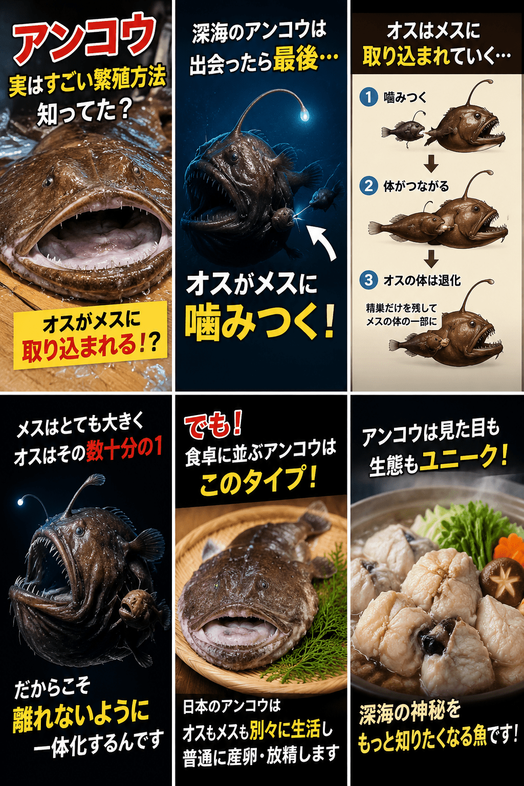 アンコウのオスはメスに吸収される！？深海魚の驚きの繁殖方法