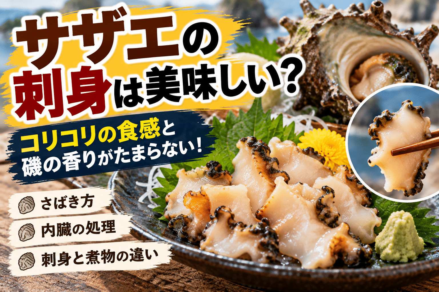 サザエの刺身は美味しい？自分でさばいて分かった食感・内臓の処理を解説