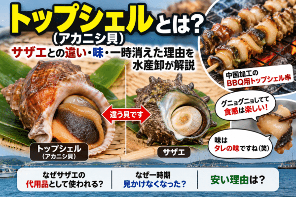 トップシェル（アカニシ貝）とは？サザエとの違い・味・一時消えた理由を水産卸が解説